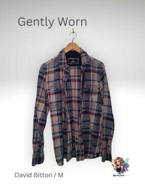 Buffalo David Bitton Plaid Button Down Shirt Men's Medium Red Blue Flannel Style